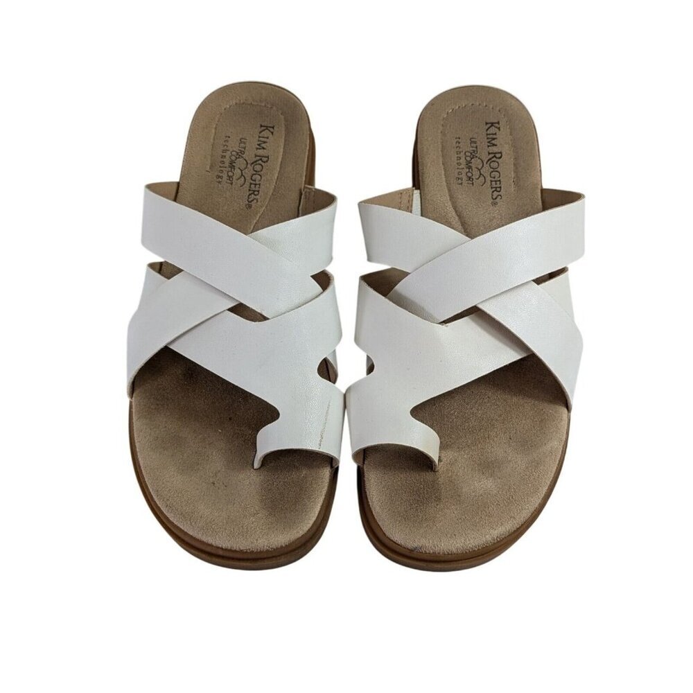 Kim Rogers Ultra Comfort Technology Rahnay White Sandals Size 8.5 M Slip On